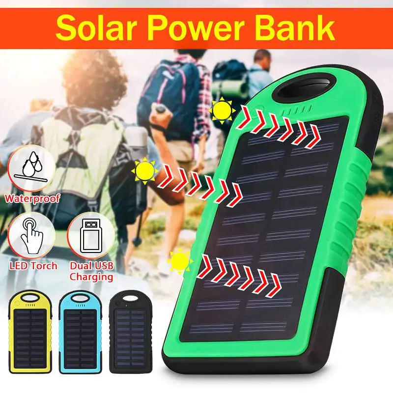 

Portable Solar Power Bank Battery Solar Panel Dual USB SOS LED Light Solar Battery Cell Phone Charger 12000mAh Waterproof