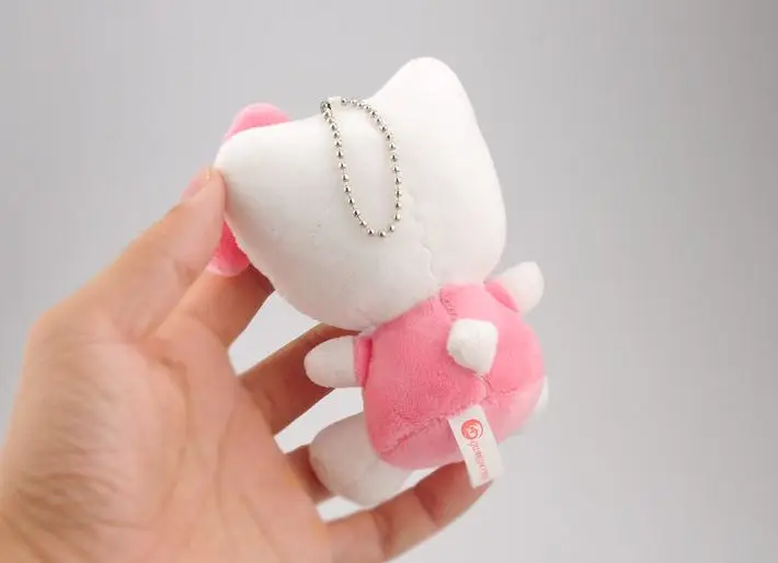 1 Pc Cute Hello Kitty Plush Pendant Cartoon Animal Cat KT Plush Toy Doll Small Pendant Ornaments Birthday Gift