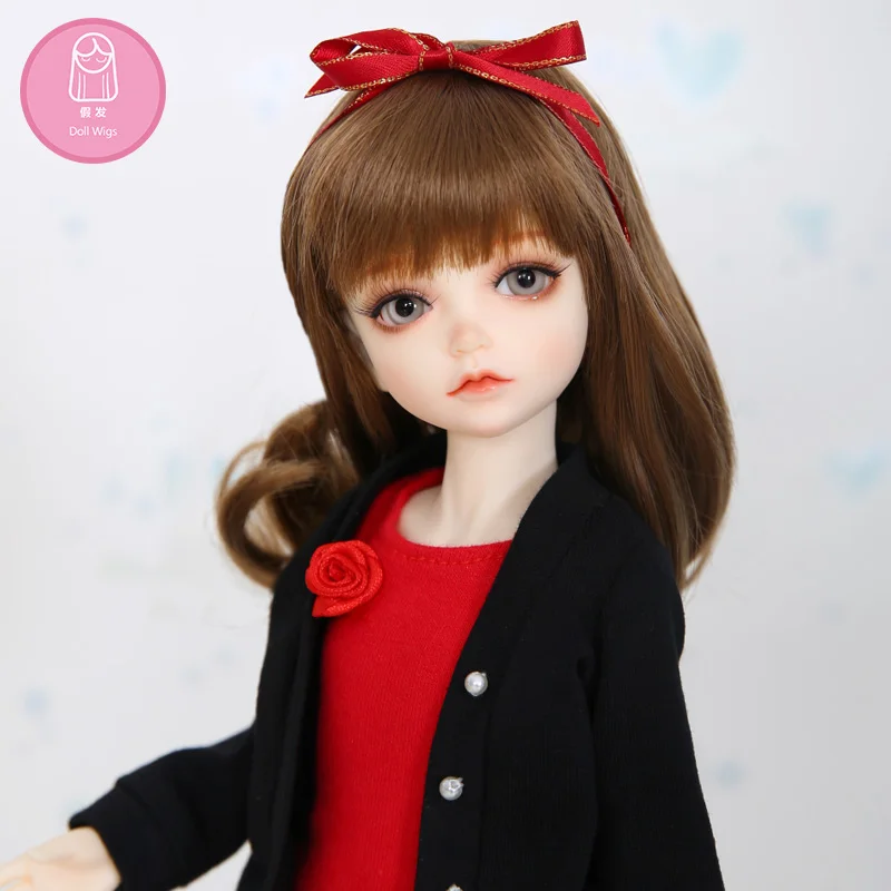 Wig For BJD Doll L6# free shipping size 16-17cm 1/6Curly Wig Bangs Heat Resistant Synthetic long hair bjd doll Wigs in beauty Wig For BJD Doll L6# free shipping size 16-17cm 1/6Curly Wig Bangs Heat Resistant Synthetic long hair bjd doll Wigs in beauty