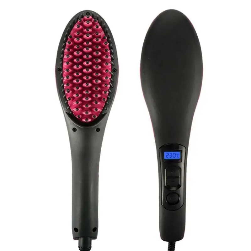 

Ceramic Hair Straightener Brush Fast Straightening Hair Electric Comb Flat Iron LCD Display Digital Heating Hair Brush