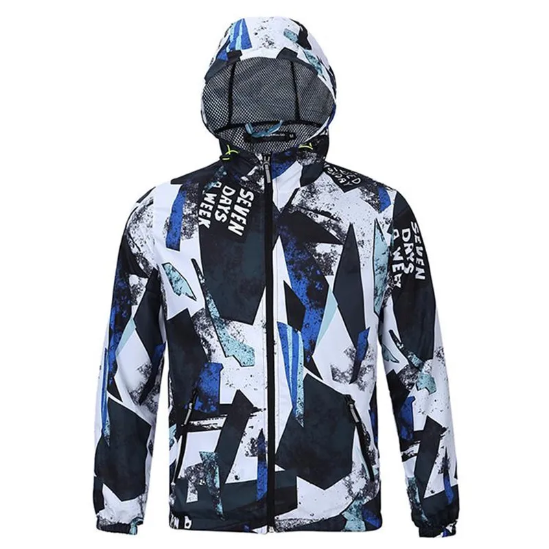 

Lightweight Quick Drying Softshell Hooded Tactical Jacket for Man Woman Outdoor Windbreak Caot Breathable Mens Outwear Blue