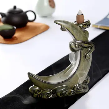 

Retro Moon Backflow Incense Burner Ceramic Incense Holder Smoke Waterfall Aromatherapy Censer Meditation Creaative Home Decor