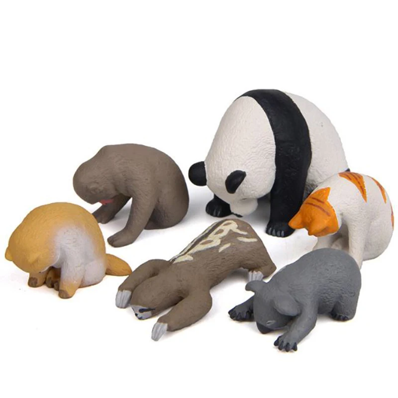 1 Pc Cute Sleeping Zoo Animal Action Figures Cartoon Cat Dog Panda Monkey Koala Otter Model Figure Toys Doll-0