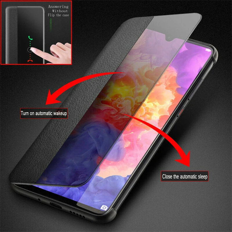 For Huawei P30 Pro Smart View Window Flip Leather Shockproof Case Cover Luxury Mirror Flip Case Capa For Huawei P30 Pro Fundas