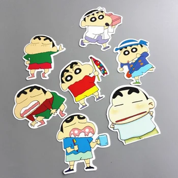 

7 Pcs/set New Anime Crayon Shinchan Stickers for Skateboard Laptop Luggage Fridge Phone Doodle Waterproof Car Sticker