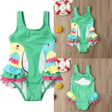 Бикини с птицами для маленьких девочек; купальный костюм; пляжная одежда;