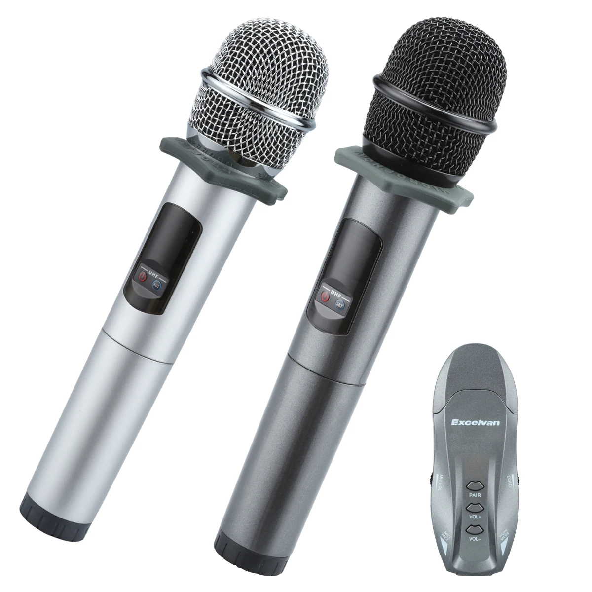 Excelvan K18-U беспроводной микрофон профессиональный Bluetooth два ручных микрофона с рецептором 10 каналов светодиодный дисплей