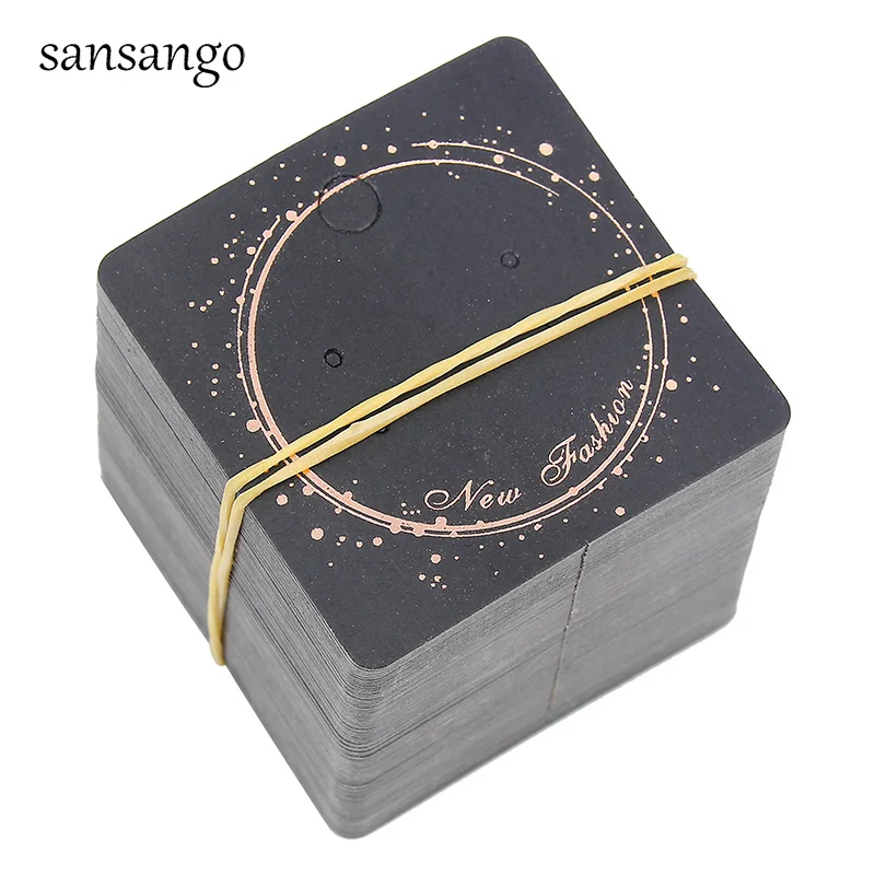 

5X5CM Earrings Dispaly Black "New Fashion "Jewelry Card Organizer Tags DIY Handmade Earring Stud Packing Card Accessories 100pcs