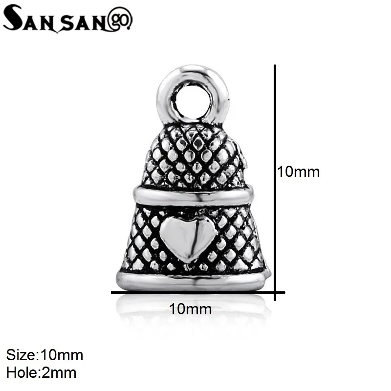 10 шт. 10х10мм наперсток с сердцем для шитья рукоделия Подвески 3D из тибетского серебряного сплава кулон из бисера для самостоятельного изготовления ювелирных изделий Аксессуары