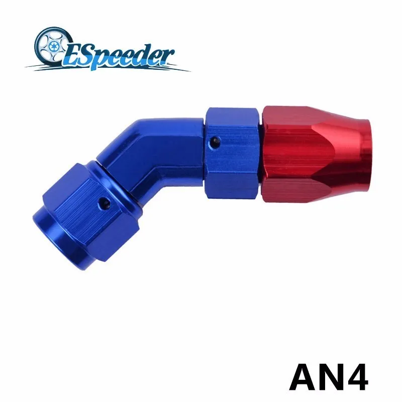 ESPEEDER 4 AN Aluminum 45 Degree Enforced Oil Fuel Line Fitting Adapter Cooler Reusable AN4 Hose End Car Turbo Parts | Автомобили и