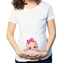 Детская футболка с милым принтом для девочек, футболки для беременных, одежда Marternity, повседневная одежда для беременных, Забавные футболки