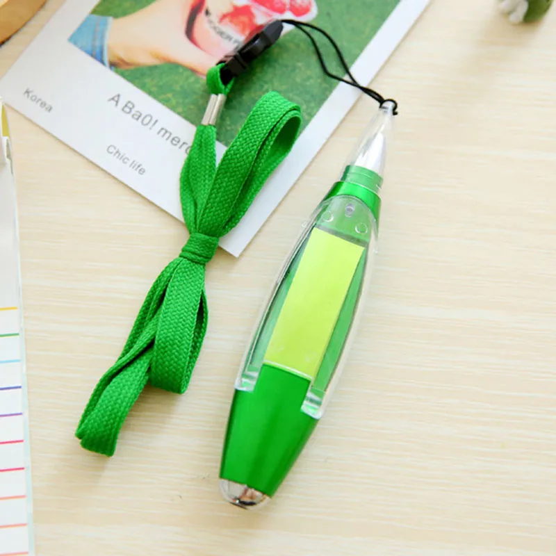 

New Plastic Ballpoint Pen Creative Ball Pen With Memo Pad Light Lanyard Reporter