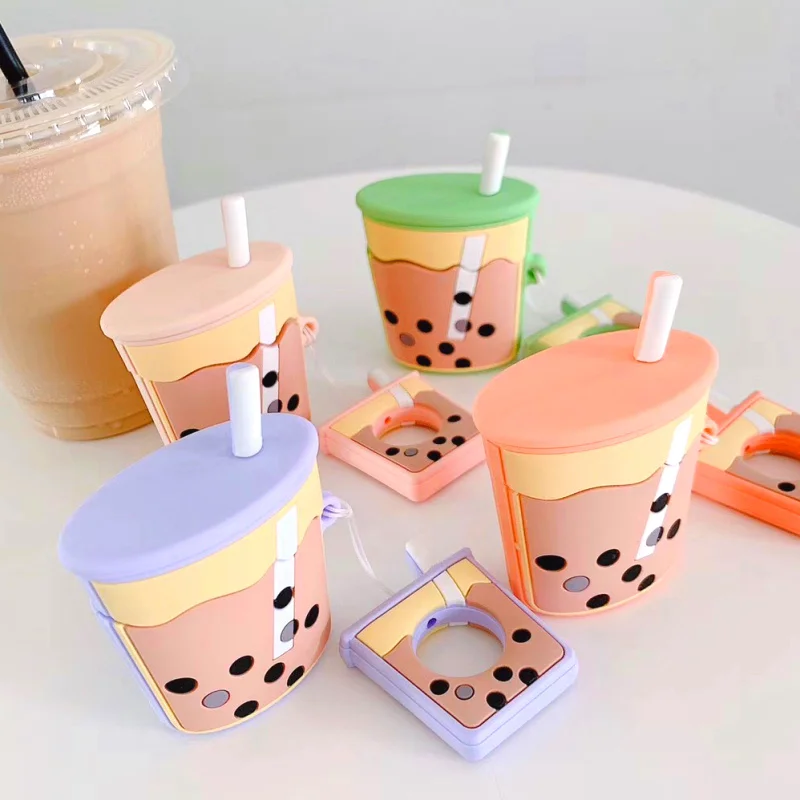 

For AirPods Case 3D stereoscopic Cute Milk Tea Protective Cover Wireless Earphone Case For Airpods 2 Accessories Charging Box