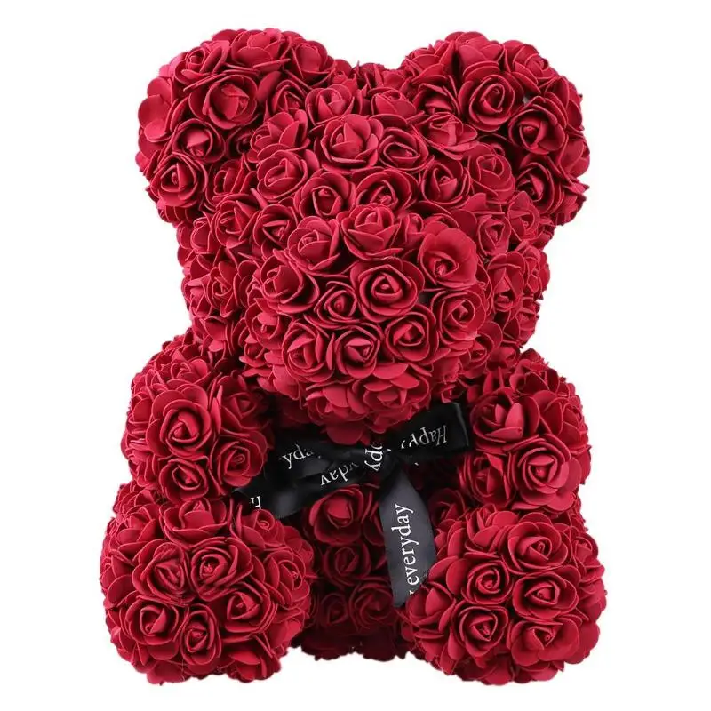 Cute PE Rose Bear Toy for Girl Friend Plastic Foam Rose ...