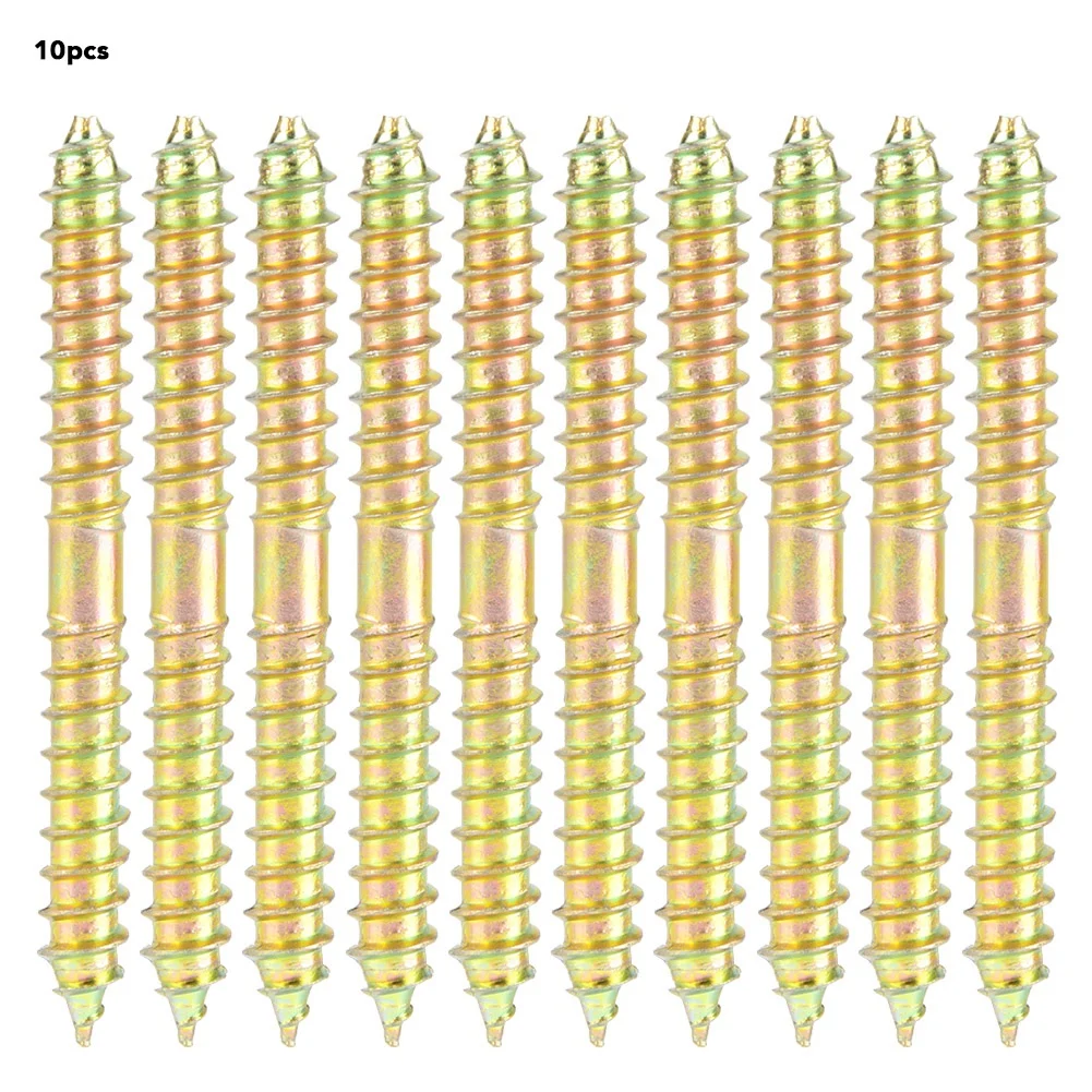 10pcs 6x60mm Dowel Screw Woodworking Furniture Connector Double Ended