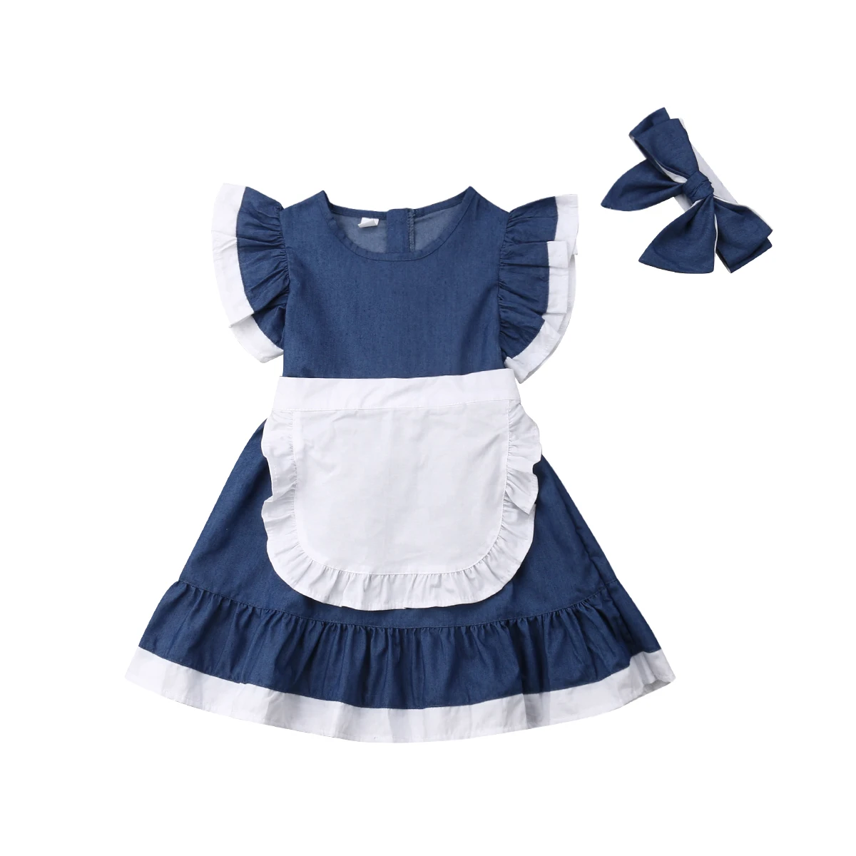 Girl Dress Cotton Striped Kids Baby Girls Party Crop Tops+ A-lined Outfit Sets Size 3-7Y |