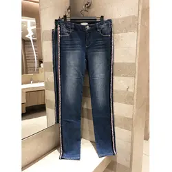 Сезон: весна-лето 2019 для женщин Высокое качество промывают джинсы для Дамы низкой талией ретро тонкий прямые брюки девочек ткачество