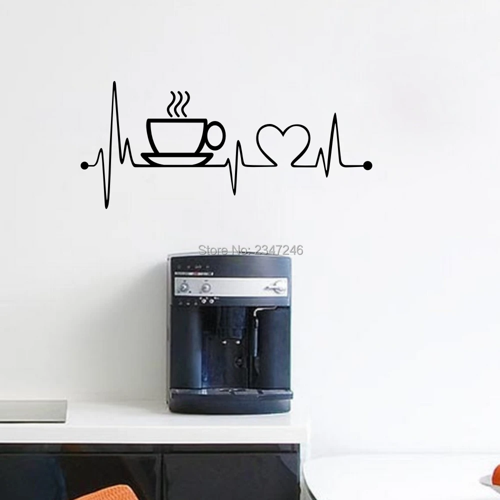 Creative Coffee Cup Vinyl Wall Stickers for Kitchen Wall Art Home Decor