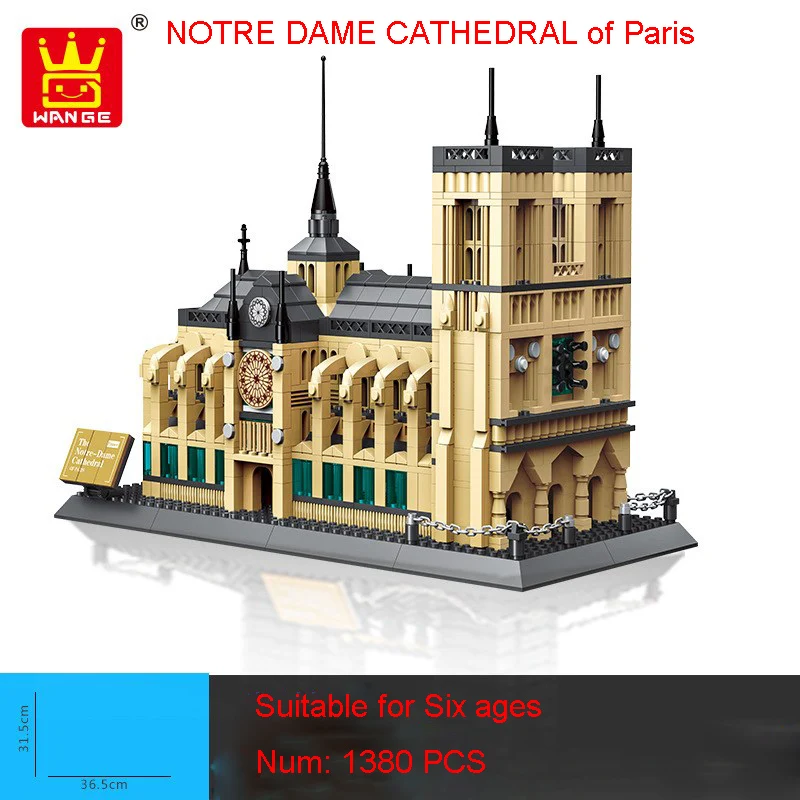 

Wange 5210 Architecture NOTRE DAME CATHEDRAL of Paris Building Blocks Classic Landmark Model Bricks Gift Toys Compatible