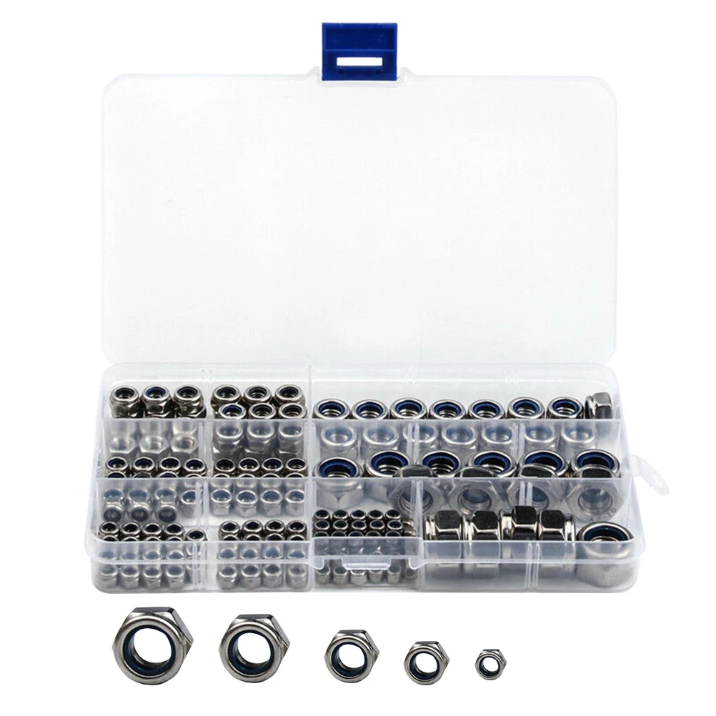 

Pack of 170 Self-locking Durable Stainless Steel Replacement Lock Nuts Insert Fasteners Hex Fixed Ring Hardware Accessory Supply