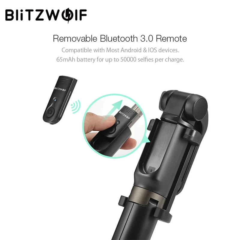 BlitzWolf 4 в 1 штатив для камеры bluetooth селфи палка Беспроводной монопод для Gopro 5 6 7 Спортивная камера для iPhone X 8 смартфон