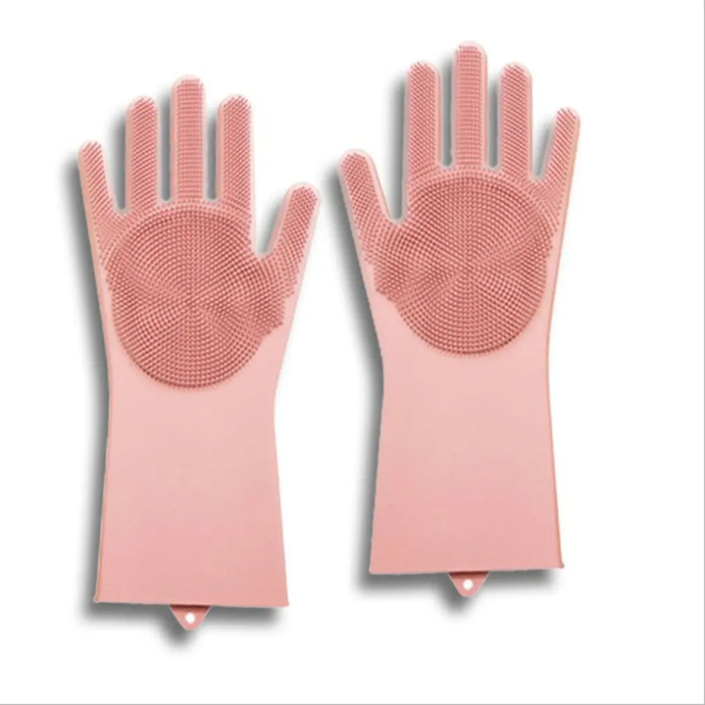 

Magic Silicone Gloves with Wash Scrubber Magic Saksak Rubber Gloves Heat Resistant Reusable Silicone Gloves for Cleaning