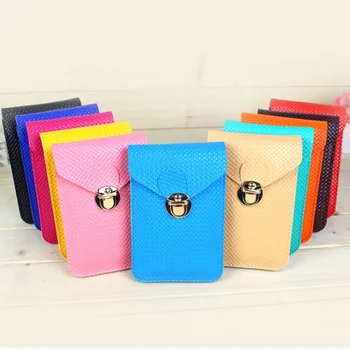 

2019 New Candy Color Women Mobile Phone Bags Small Change Purse Ladies Woven Lock Shoulder Bags Mini Phone Pouch Messenger bag