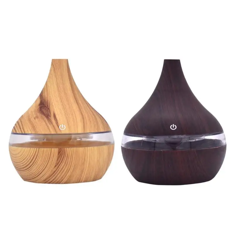 

300ml Wood Grain Air Humidifier Ultrasonic Humidifier Essential Oil Aroma Diffuser Cool Mist Maker 7 Color LED Light
