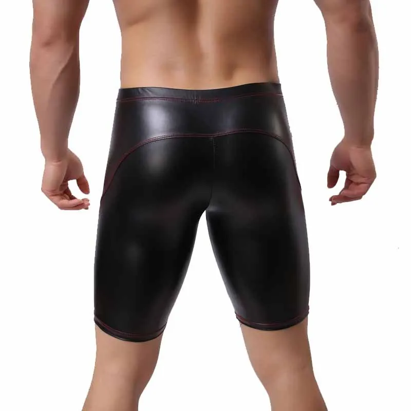 Сексуальные мужские обтягивающие штаны из искусственной кожи, шорты для фитнеса, костюм боксера, эротическое фетиш, дискотека, нижнее белье, нижнее белье