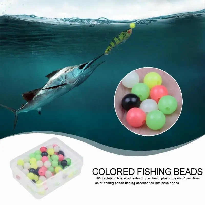100pcs Plastic Fishing Space Beans Round Float Glowing Balls Stopper