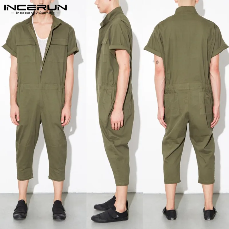 Hiphop Jumpsuits Male Overalls Rompers Baggy Pants Dungarees Casual