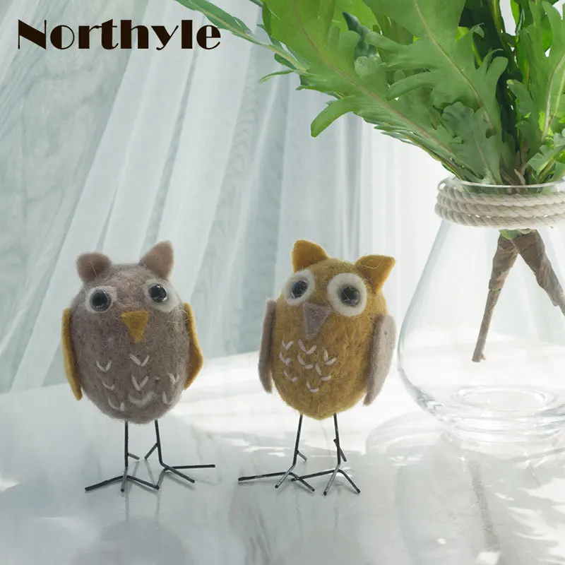 

Genuine Dream house DH BS163376 Naughty owl bro wool bird figurine mini owl craft miniature christmas gift home decoration