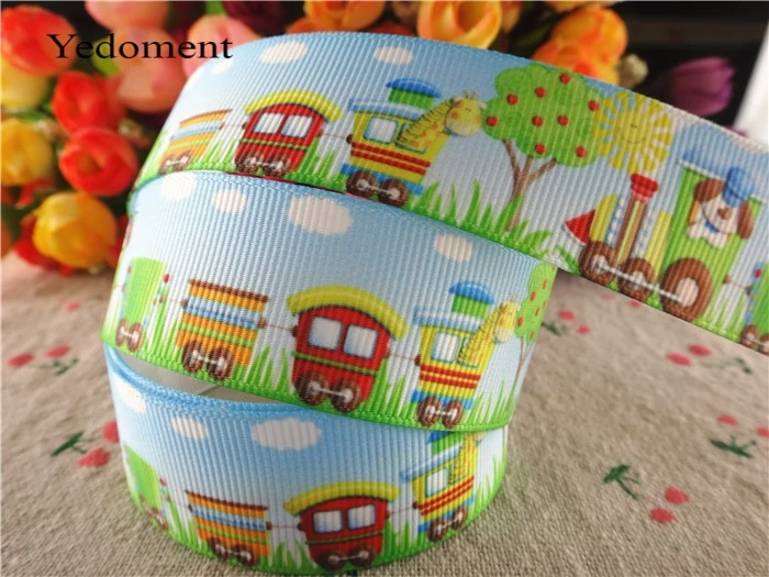 

15110746, 1'' (25mm) 10 yards animal and car printed grosgrain ribbons cartoon ribbon diy hair accessories tape
