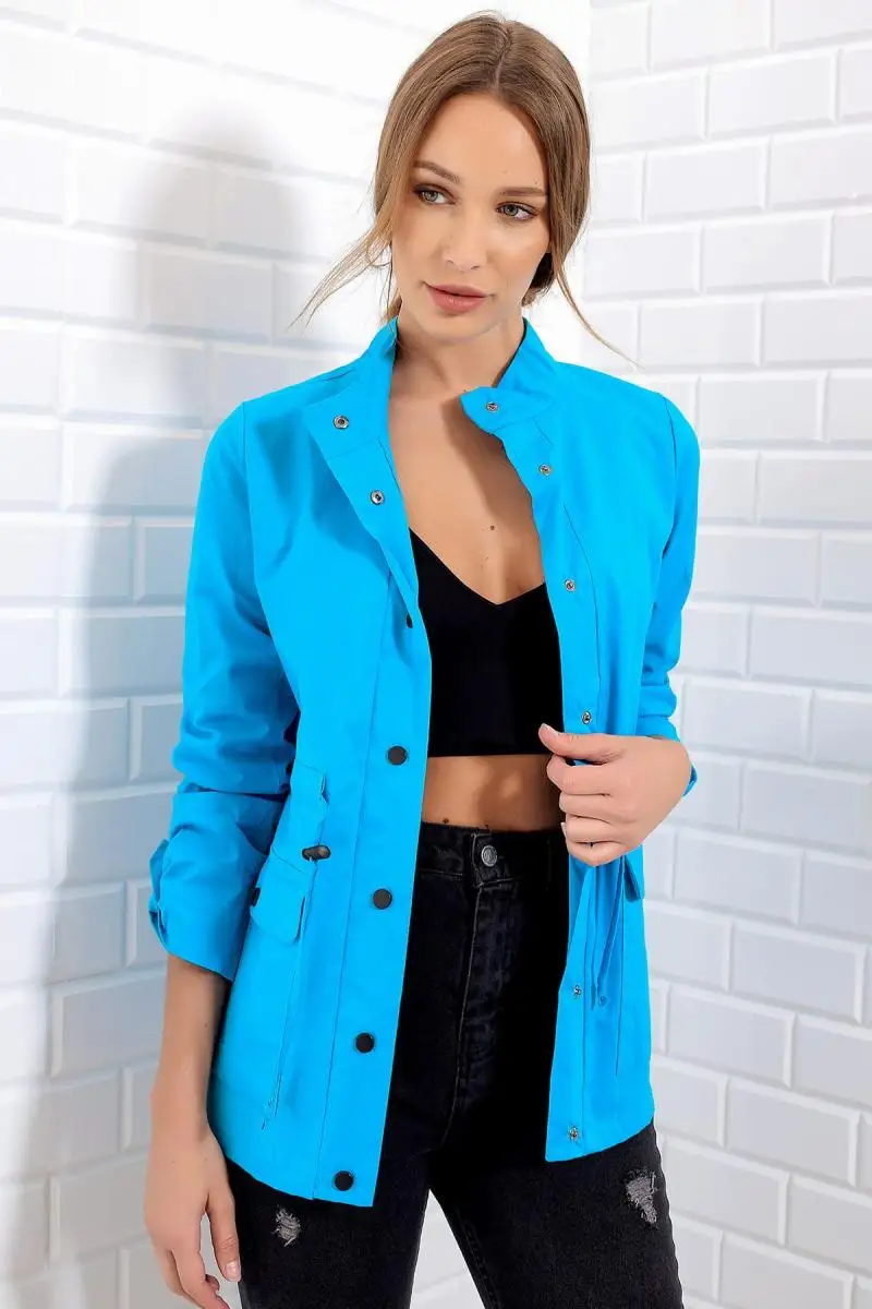 Тренд: Женское пальто alacati style Blue Beli Gusset сезонное ALC 5576|Куртки| |