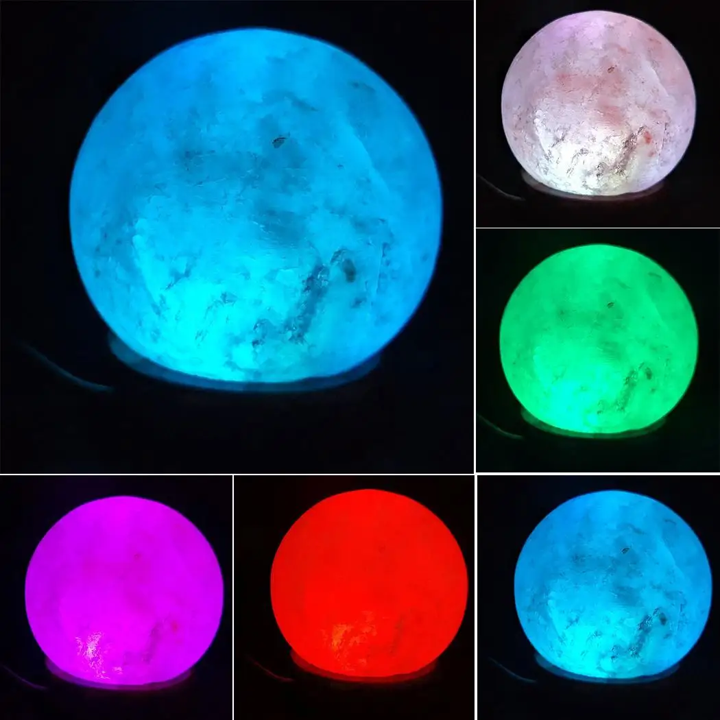 New Home Bars Cafes USB Colorful Night Light Multi-function Crystal Salt Round Ball light 220V LED LED Lamp
