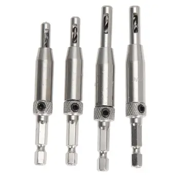 

4 pcs HSS Self Centering Hinge Drill Bits Set Door Cabinet 5/64 7/64 9/64 11/64 for Hinges Drawer Guides