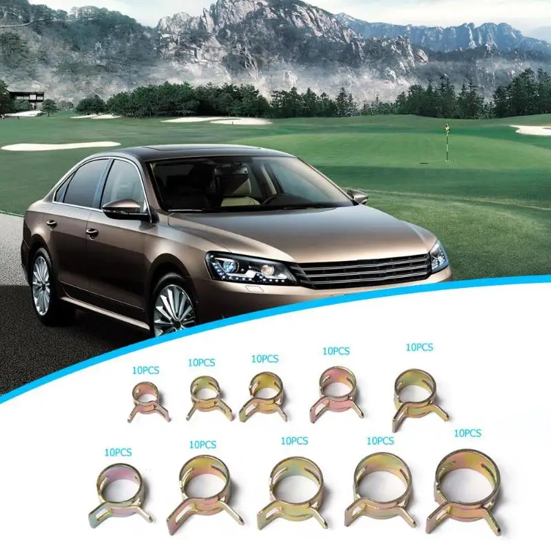 

100pcs 6-15mm 10 Sizes Spring Clips Vacuum Hose Fuel Line Water Pipe Clamps Fuel Line Hose Water Pipe Air Tube Clamps Fastener