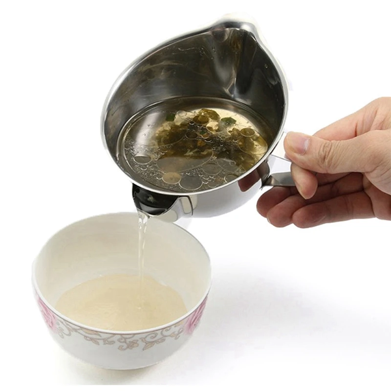 

Usefu Stainless Steel Gravy Oil Soup Separator Bowl Multi-Use Grease Oiler Filter Strainer Pot Cooking Tools Oil Separator Bow