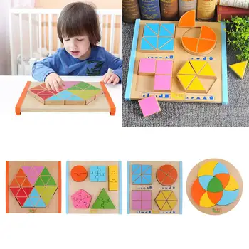 

Wooden Geometric 3D Jigsaw Puzzle Matching Game Montessori Early Learning Educational Toys Birthday Gift for Children Kids