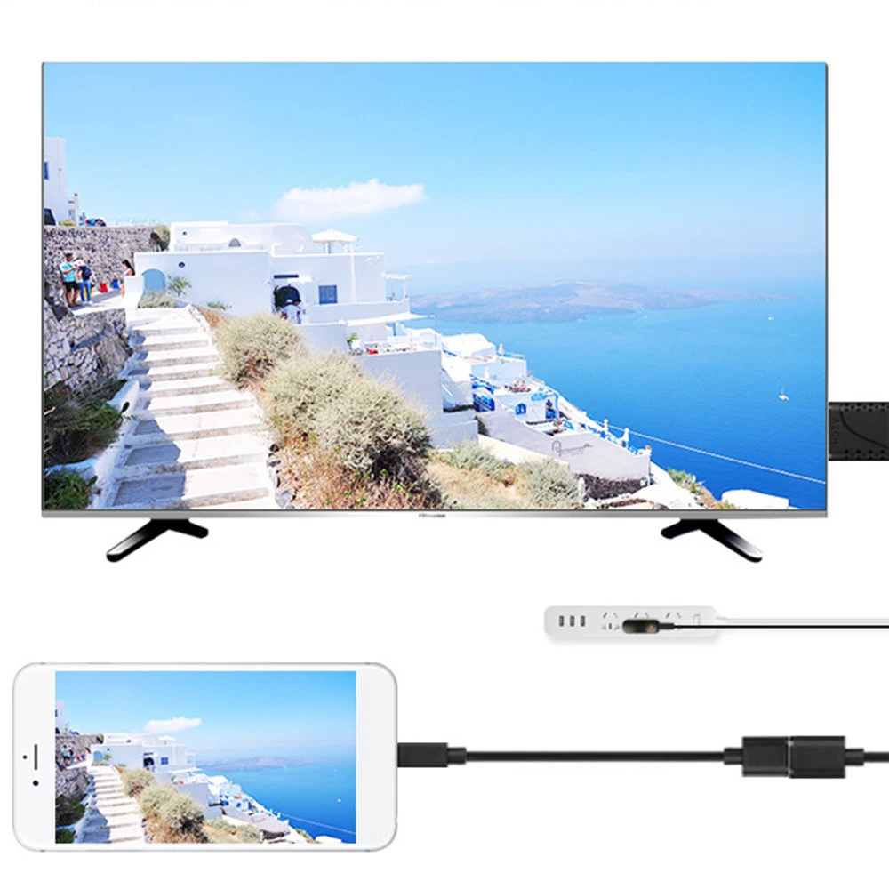 Цифровой AV ТВ кабель 1080P HDMI к USB Женский/мужской адаптер охлаждающее отверстие для HD tv подключение зеркального литья к iOS Android телефонный провод