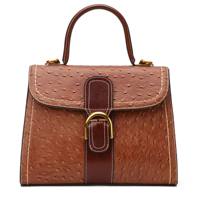 

Vintage Women Handbag 100% Genuine Leather Top-Handle Tote Bag Retro Brown High Quality Lady Crossbody Messenger Purse