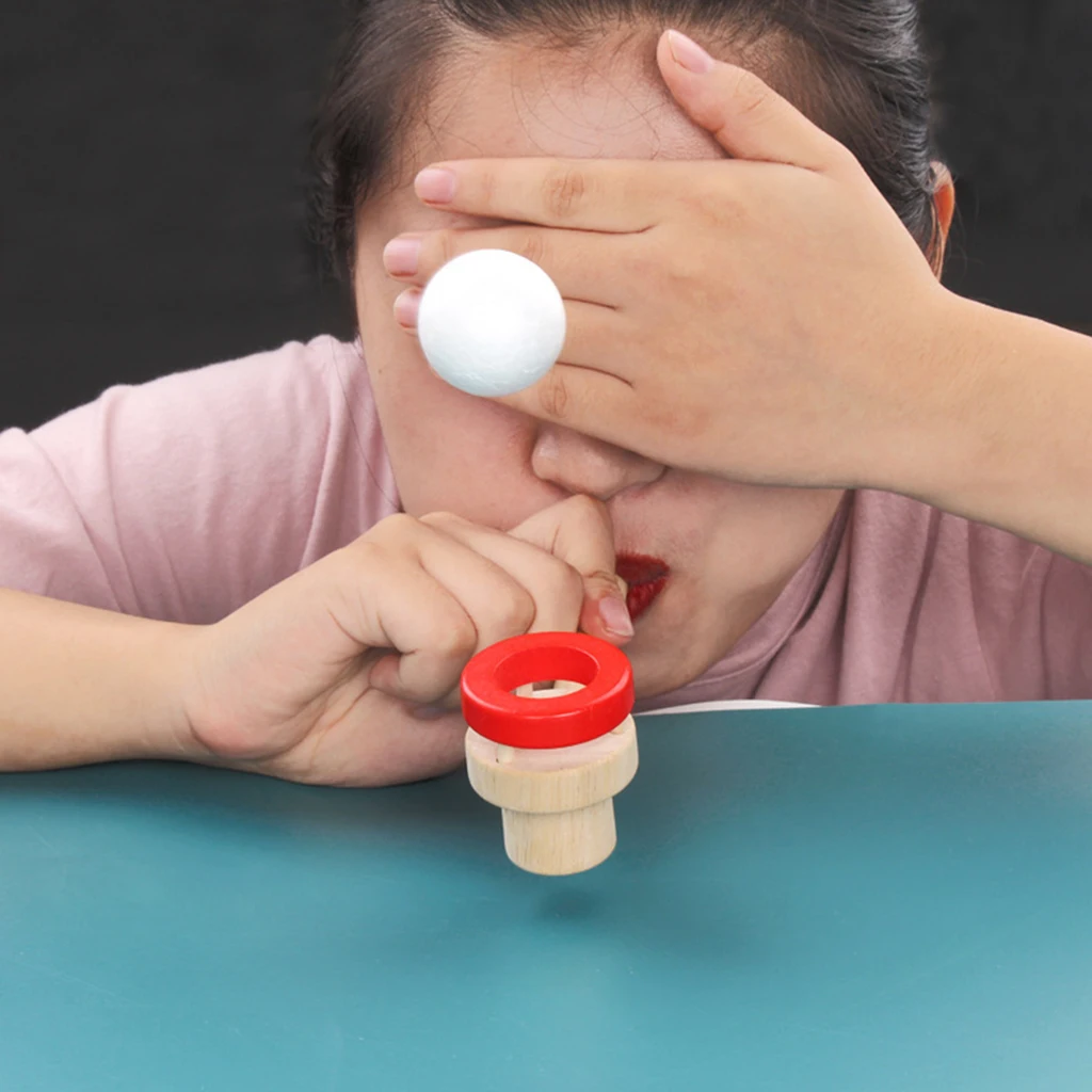 

Montessori Classic Wooden Game Floating Ball Blow Pipe & Balls Blowing Desktop Gadget Toys