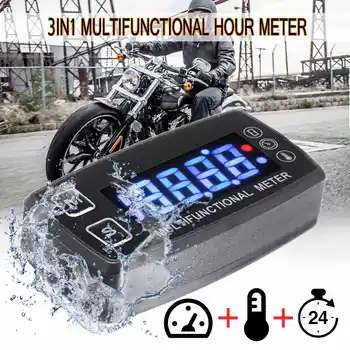 

Motorcycle Tachometer 12V Digital LCD Engine Multifunctional Tach Hour Meter Tachometer Thermometer Temperature Gauge Waterproof