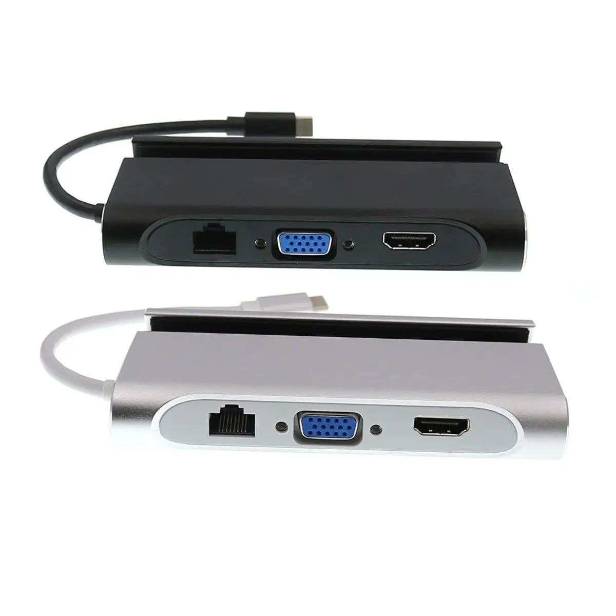 HOT-7In1 Usb C a 4 K Hdmi Vga Rj45 Ethernet Usb 3,1 puerto de tipo C adaptador de carga de Hub - 5