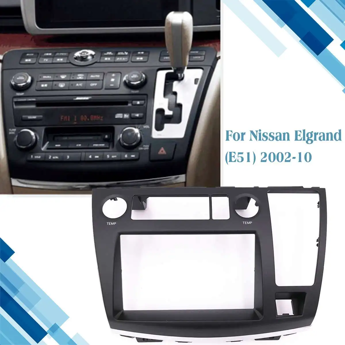 

Black Car Radio Facia Dash Kit Panel Fascia Plate For Nissan Elgrand (E51) 2002-2010 DVD CD Panel Trim Plate Frame Console