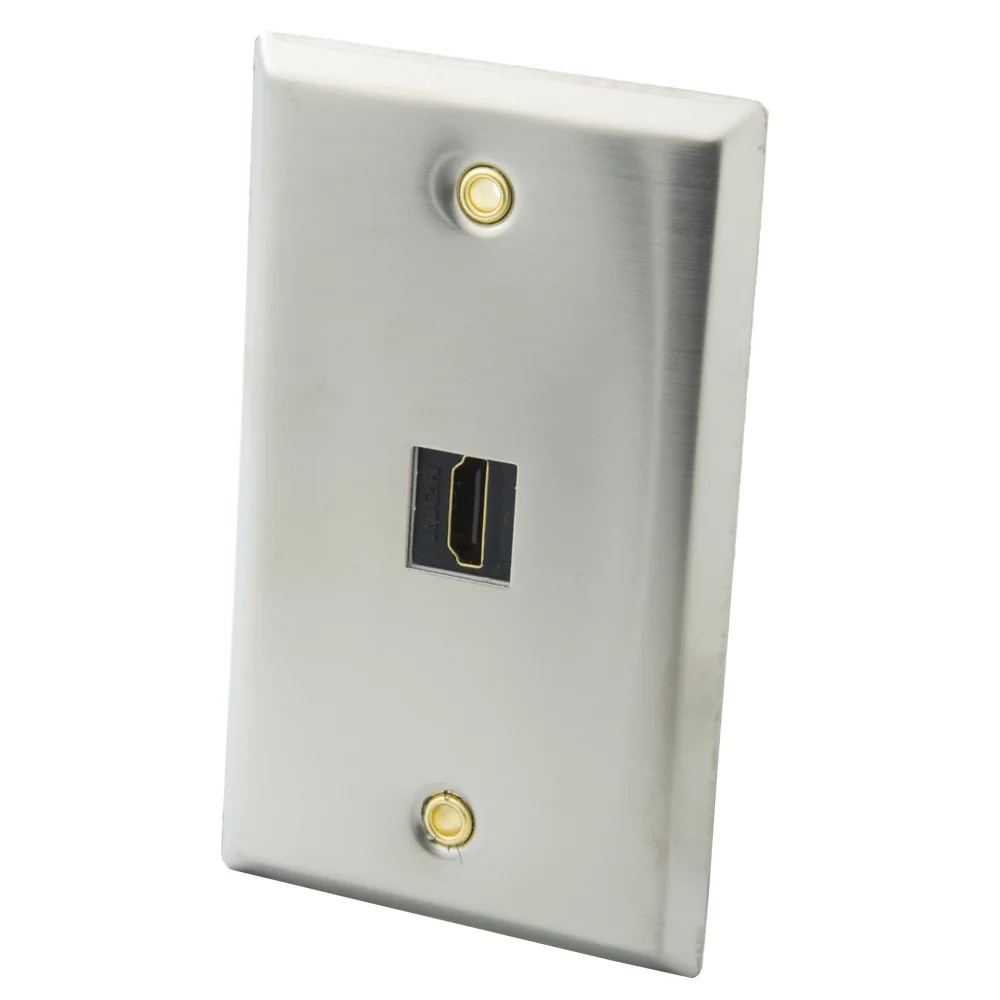 1 Gang Stainless Steel Single Port HDMI wall plate with backside female