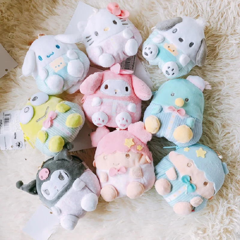 

Cute 1pcs My Melody Hello Kitty Cinnamoroll Pudding Dog Plush Toys Coin Purse Anime Girls Kids Wallet toy for children Gifts