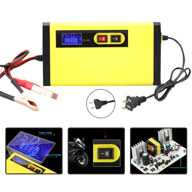 

Full Automatic Car Battery Charger 110V To 220V To 12V 5A LCD Smart Fast Power Charging for Auto Motorcycle Wet Dry Lead-Acid