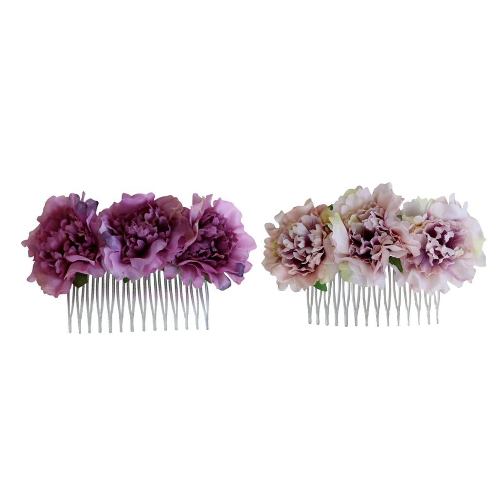 2pcs/Set Vintage Carnation Flower Comb Clip Stylish Hair Pins Headwear Wedding Bridal Accessories | Украшения и аксессуары