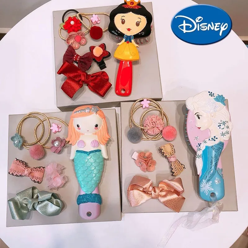 Disney Comb Set The Frozen Elsa Snow White Ariel Cartoon Princess Comb Headwear Head rope Set New Year Christmas Lovely Gift